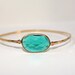 Hand Hammered 14k Gold-Filled Teal Green Quartz Bezel Set Bangle
