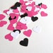 200 Punched Hearts, Pink, Black, White Confetti, Party Decor, Valentine's Day