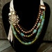 SALE Turquoise and Brass Necklace - made with vintage brooches