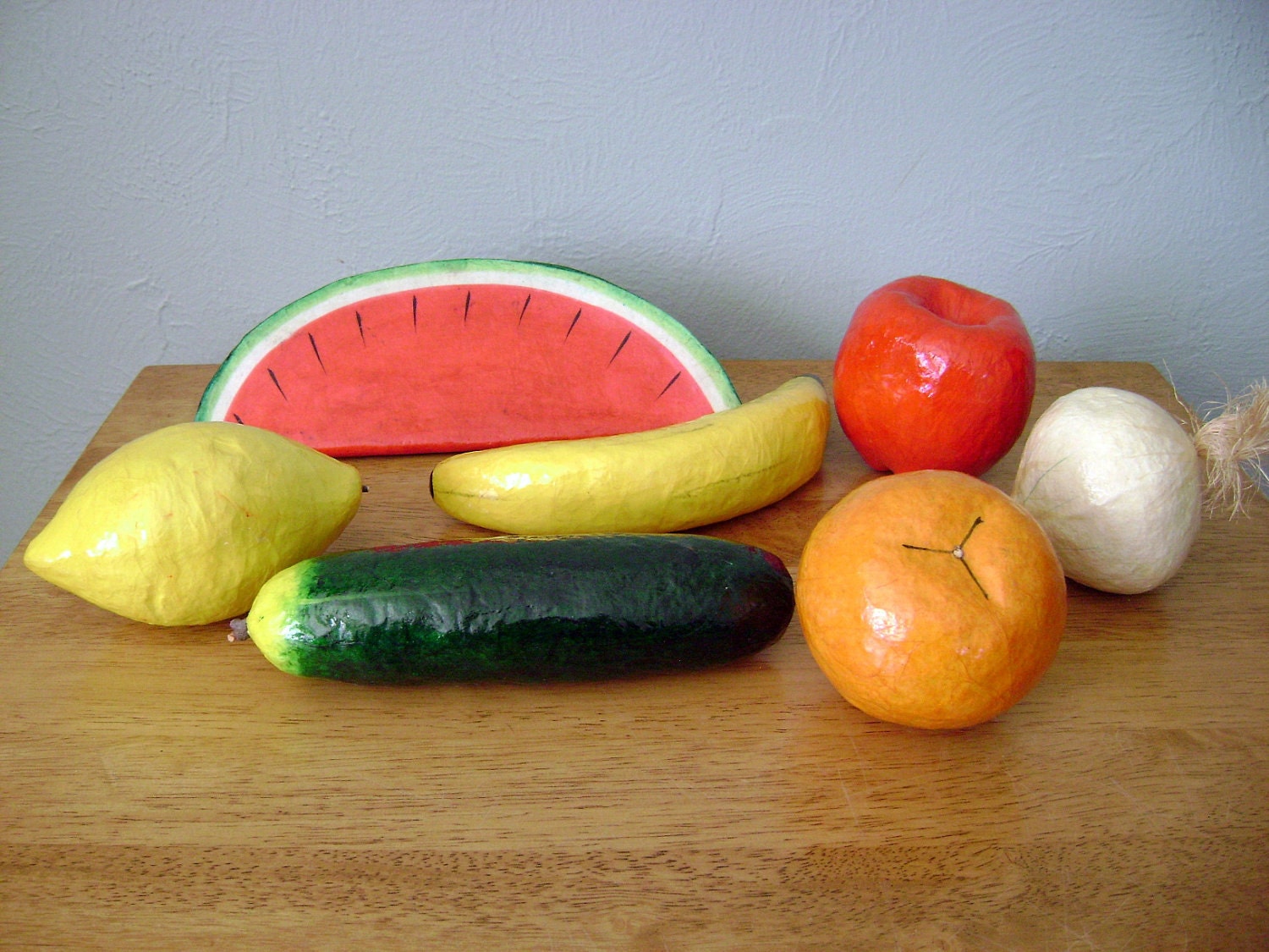 Vintage paper mache fruit and vegetables