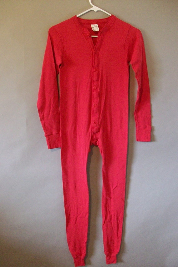 Red Button Front All Cotton Long Underwear ...size small
