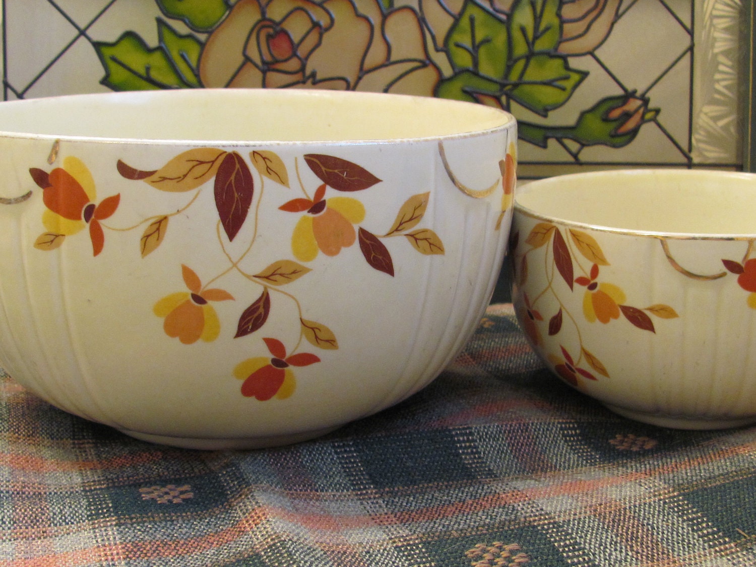 Halls Jewel Tea Autumn Leaf Mixing Bowl Set 1 Quart Bowl 3