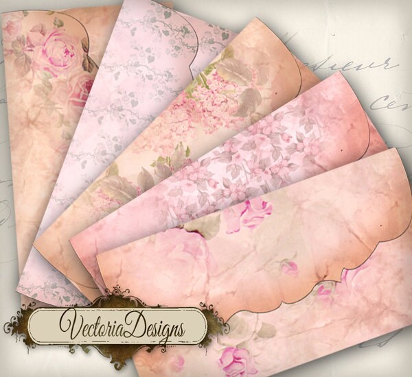 Five Floral Envelopes instant download printable digital