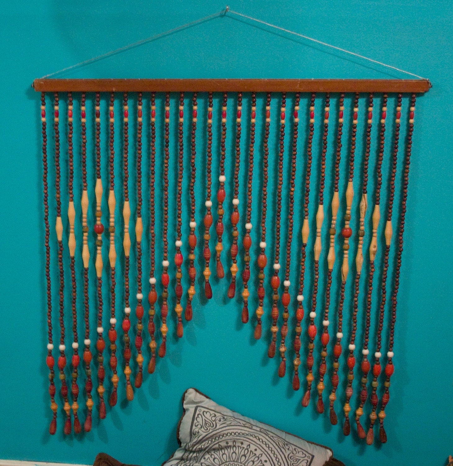 Vintage Big Wooden Beads Beaded Curtains by YellowPorchLight