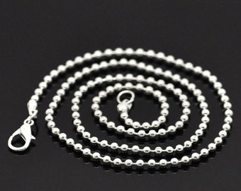 One Dozen (12) Silver Plated BALL CHAIN Necklaces, lobster clasp, 20" long fch0031