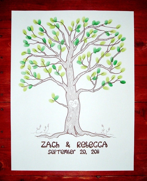 Items similar to Wedding Tree Fingerprint Guestbook Alternative (Medium ...