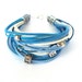 Blue fashion bracelet, beaded bracelet, cotton cord bracelet, multistrand bracelet