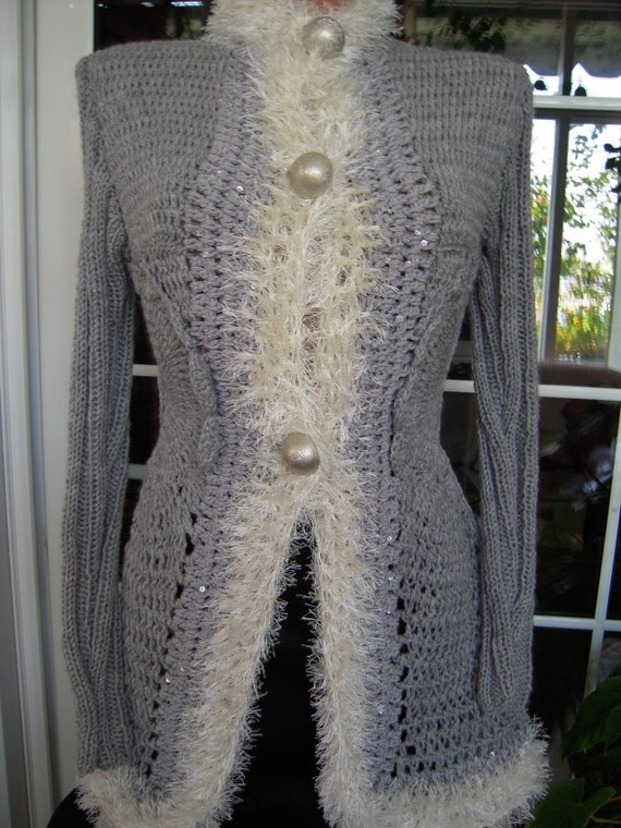 SALE jacket handmade crochet long crochet sweater by GoldenYarn