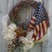 Americana Patriotic Summer Celebration Wreath with Tea Stained Flag