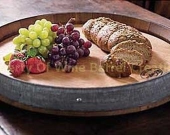 Wine Barrel Head Lazy Susan With Band Solid oak from a Napa Valley Winery