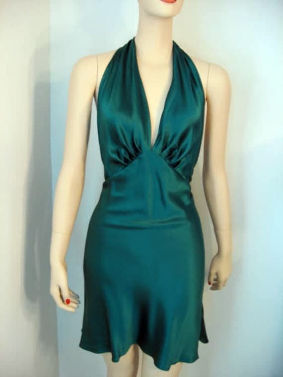 emerald green silk dress nightgown