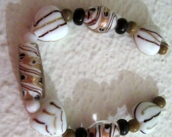 LAMPWORK Black, Gold, White BEADS