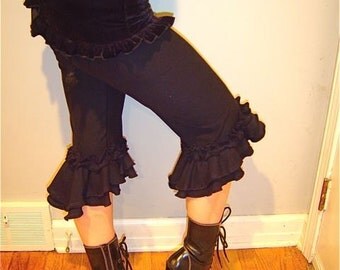 Ruffle Capri Pants, Pantaloons, Salsa Pants, Bellydance, Pirate, Steampunk, Cabaret, Vaudeville, Victorian, Costume