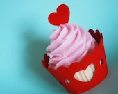 Valentines Day Sweet Heart Cupcake Wrappers In Your Choice of Color Qty 12 By Your Little Cupcake