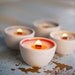 Mini candles for Mom. SPA (sweet birch, cedar, black pepper, orange). Pure soy votives, crackling wooden wick, modern reusable porcelain.