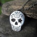 Dia de los Muertos Mexican Sugar Skull Pendant, Fine Silver
