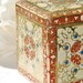 Vintage Tea Tin, Hinged lid, Decorative, Embossed, Gold/Red/Blue, Made in Holland