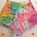Vintage High Waisted TIE Dyed Denim Shorts - Studded Waist 24 inches