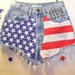 Vintage High Waisted Denim Shorts - American Flag Style--Studded -- Waist 26 inches-----Ready to Ship