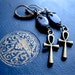Ankh Earrings in Brass and Lapis. Steampunk Gothic Egyptian Revival. Wadjet.