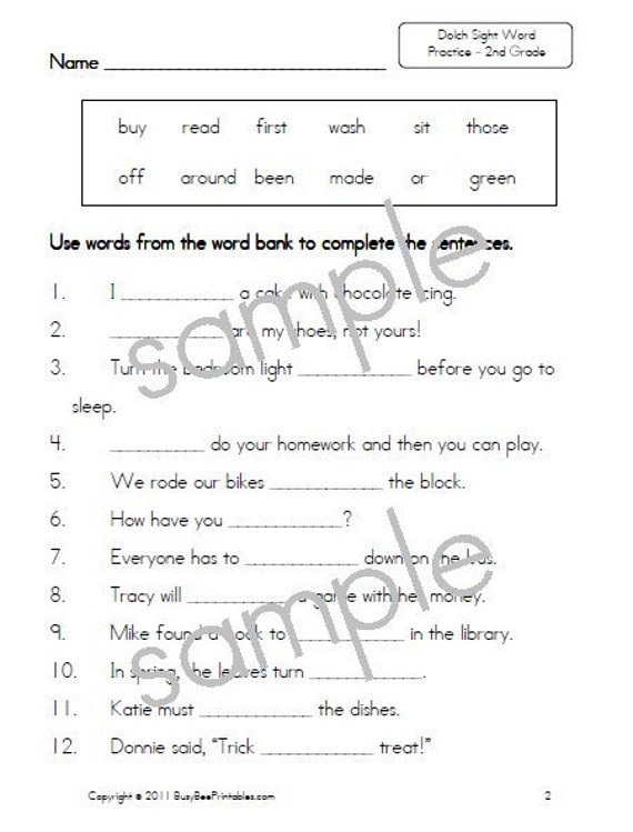 Items Second similar  Word word worksheets  Sight grade 2nd Worksheets sight to Reading  Grade  dolch  Dolch