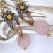 Mixed Metal Earrings, Chandelier Earrings, Pink Flower Earrings, Vintage Repurposed Earrings Gold Filled Silver OOAK Jewelry Gift For Her