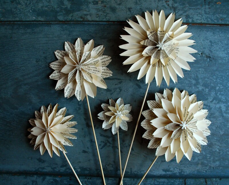 Paper Flowers Book Blossom Bouquet Book Pages Paper