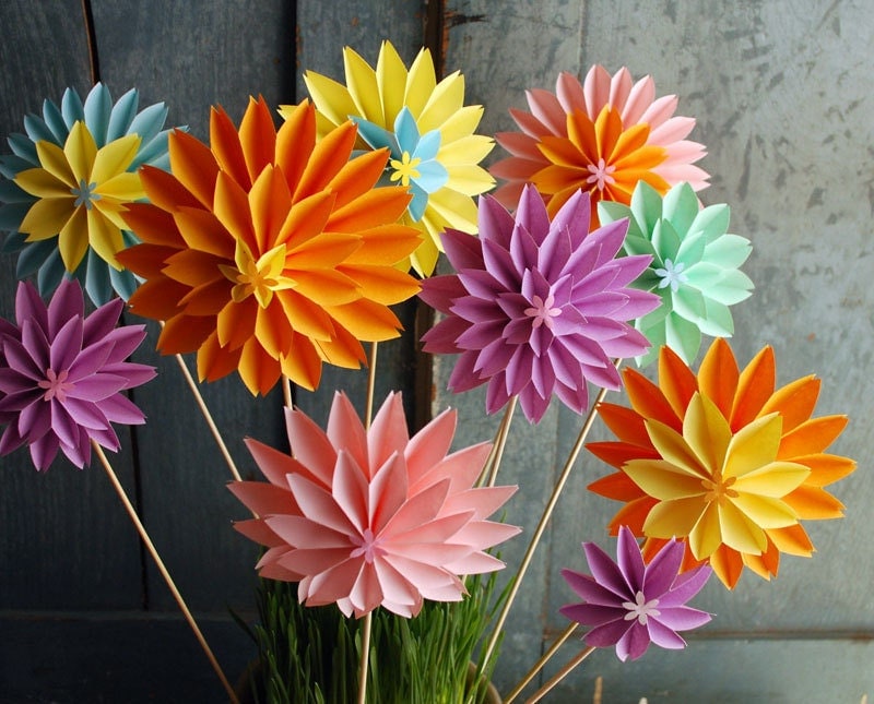 flower origami bouquet stems Pastel Paper Bouquet PaperAltar by Dahlia Day Mothers Mix Flowers