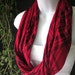 Infinity Scarf with Red and Black Plaid in a Slub Jersey Knit Eternity Scarf SIngle Loop