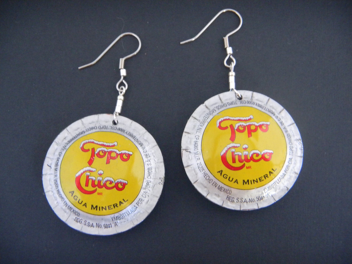 Reclaimed Topo Chico Bottle Cap Earrings