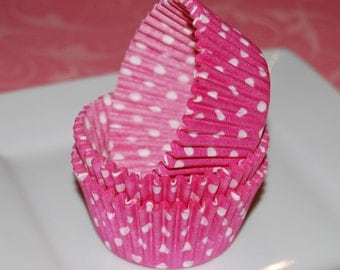 100 count - pink polka dot cupcake liners baking cups muffin cups grease proof standard size cup cake