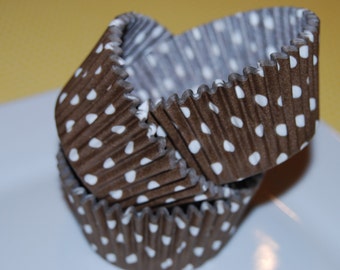 50 count - Brown polka dot cupcake liners baking cups muffin cups cup cake standard size grease proof cup cake