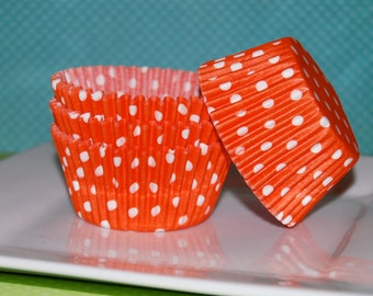 100 count - orange polka dot cupcake liners baking cups muffin cups grease proof standard size cup cake