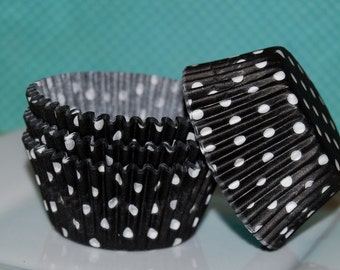 50 count - Black polka dot cupcake liners baking cups muffin cups standard size grease proof cup cake