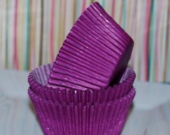 cupcake liners (50) count - purple solid cup cake liners baking cups muffin cups standard size grease proof