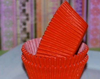 cupcake liners (50) count - Orange solid cup cake liners, baking cups, muffin cups, standard size, grease proof