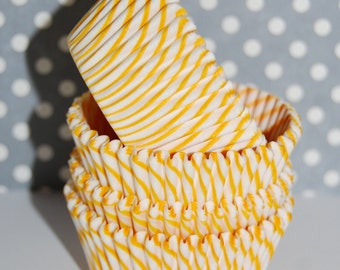 50 count - Golden Yellow stripe cupcake liners baking cups muffin cups cupcake standard size grease proof