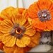 Fabric Flowers -Medicci Collection - Citrus 532949 - layered crushed velvet fabric flowers with embellished gemstone centers