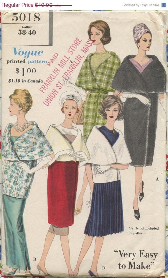 One Year Sale 1960s Vintage Vogue 5018 Pattern Misses