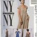 McCalls 6437 Sewing Pattern Misses High Waisted Jumpsuit Round or Square Neckline Bust 34-38 UC FF