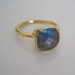 18K Gold Vermeil Faceted Labradorite Ring - Size 6