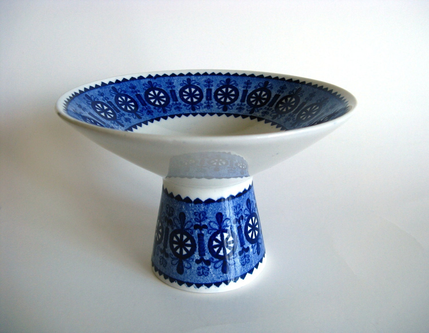 Vintage Candle Holder Arabia Finland Blue and White Mid