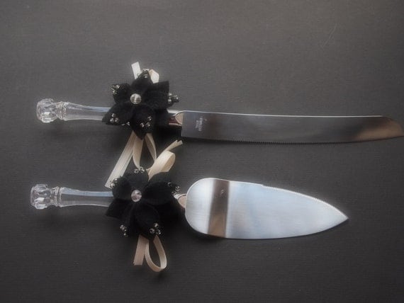  Cake  Server  Knife Set  Black  Wedding 