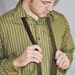Mens French Cuff Long Sleeve Shirt. Vintage Green Striped Shirt Medium. Eveteam