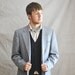 Linen Sport Coat. Vintage Light Blue Mens Blazer 40L