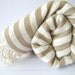 Natural Turkish Towel, Peshtemal, Bath, Beach, Spa Towel, Hammam, Bath and Body, Light Brown Striped