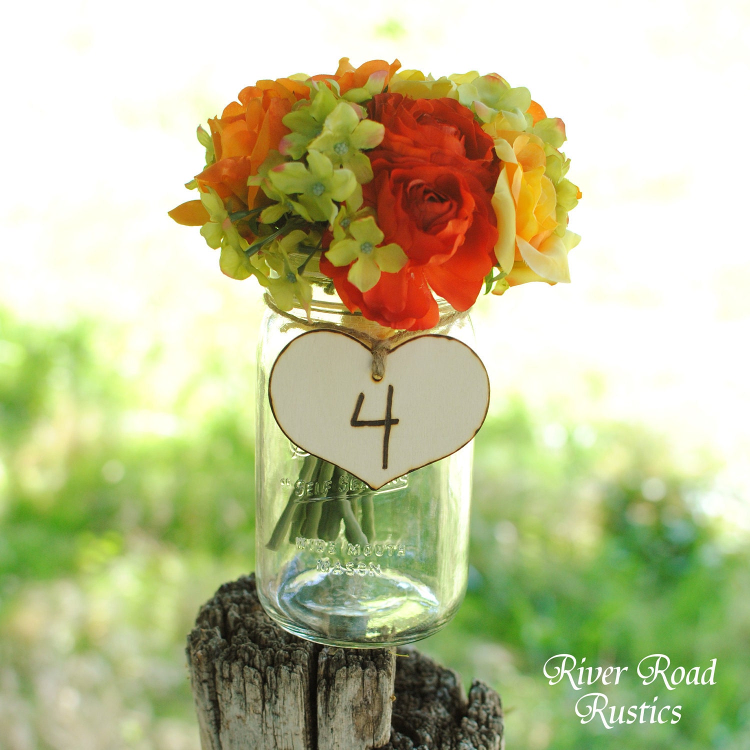 Wedding Table Numbers, Rustic Wood Hearts with Twine (set of 15)