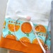 Kitchen towels with orange fruit on aqua background cotton fabric accent - set of two flour sack towels