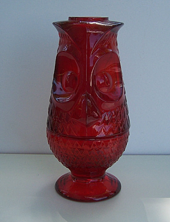 Viking Glass Ruby Red Owl Fairy Light