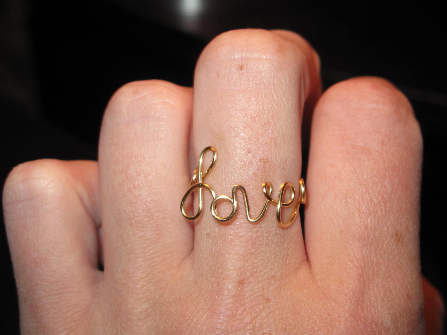 Wire Wrapped LOVE Spelled Gold Ring MADE to ORDER